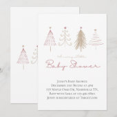 Invitation Baby shower des pins roses de Noël (Devant / Derrière)