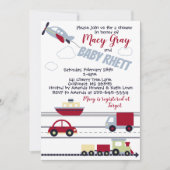 Invitation Baby shower des plans, des trains et de (Devant)