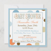 Invitation Baby shower des points Brown Bleu Orange de TWIN B (Dos)