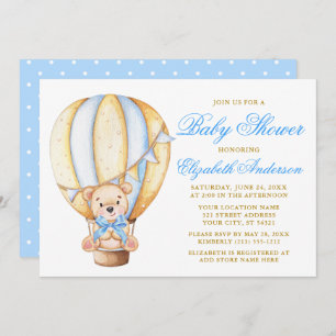 Invitation Baby shower des points de ballon à air Teddy Bear 