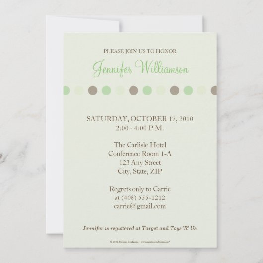 Invitation Baby shower des points de chocolat (Dos)