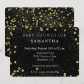 Invitation baby shower des points de confetti Gold Black Glit (Devant / Derrière)