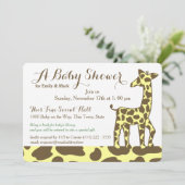 Invitation Baby shower des points de girafe (Debout devant)