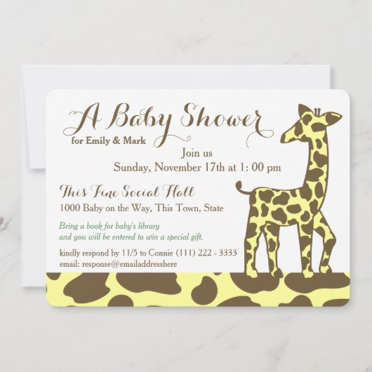 Invitation Baby shower des points de girafe (Devant)