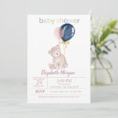 Invitation Baby shower des points des ballons de l'ours en pe (Debout devant)