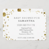 Invitation Baby shower des points Gold Bokeh Confetti (Devant / Derrière)
