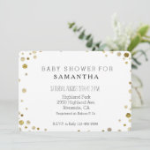 Invitation Baby shower des points Gold Bokeh Confetti (Debout devant)