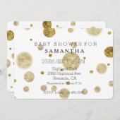 Invitation baby shower des points Gold Bokeh Confetti (Devant / Derrière)