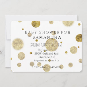 Invitation baby shower des points Gold Bokeh Confetti