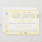 Invitation Baby shower des points gris jaunes de bébé (Dos)