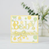 Invitation Baby shower des points jaunes de la menthe (Debout devant)