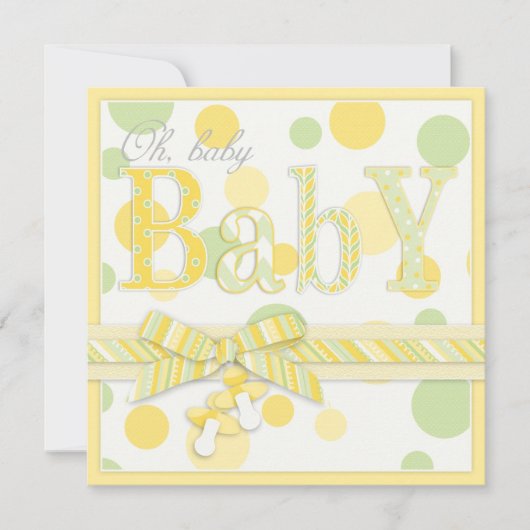 Invitation Baby shower des points jaunes de la menthe (Devant)
