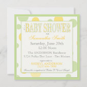Invitation Baby shower des points jaunes de la menthe (Dos)