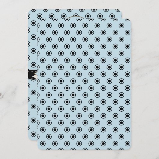 Invitation Baby shower des points noirs bleus (Devant / Derrière)