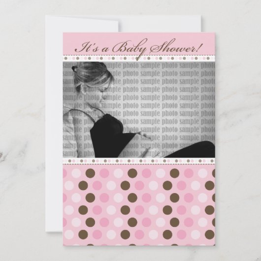 Invitation Baby shower des points roses foncés au (Devant)