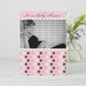 Invitation Baby shower des points roses foncés au (Debout devant)