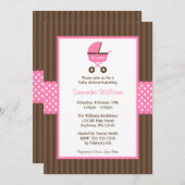 Invitation Baby shower des points triés de transport Brown ro (Devant / Derrière)