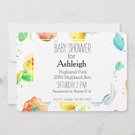 Invitation Baby shower des Poppies d'aquarelle (Devant)