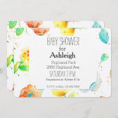 Invitation Baby shower des Poppies d'aquarelle (Devant / Derrière)