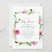 Invitation Baby shower des Poppies Roses Aquarelles (Devant)