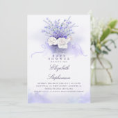 Invitation Baby shower des prêteurs | Floral pourpre (Debout devant)