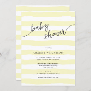 Invitation Baby shower des rayures jaunes ombrées