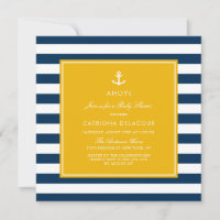 Baby shower des rayures marines bleu et jaune