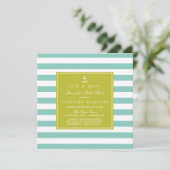 Invitation Baby shower des rayures nautiques moder (Debout devant)