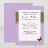 Invitation Baby shower des rêves de papillons - violet (Devant / Derrière)