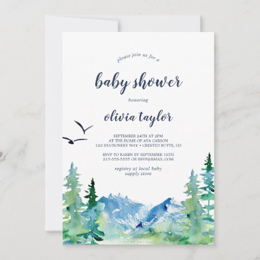 Invitation Baby shower des Rocheuses (Devant)