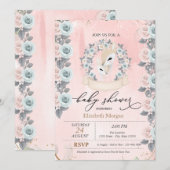 Invitation Baby shower des Roses frontaliers des Cerfs-Bébés  (Devant / Derrière)