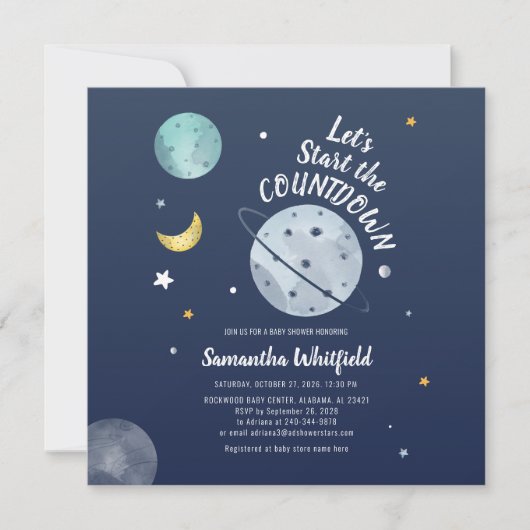 Invitation Baby shower des sciences spatiales (Devant)