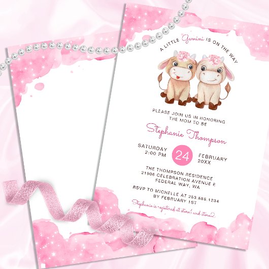 Invitation Baby shower des signes astrologiques céleste de Ge