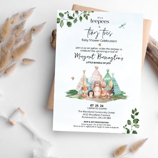 Invitation Baby shower des tipis et des orteils minuscules In