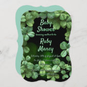 Invitation Baby Shower des Trèfles Verts (Devant / Derrière)
