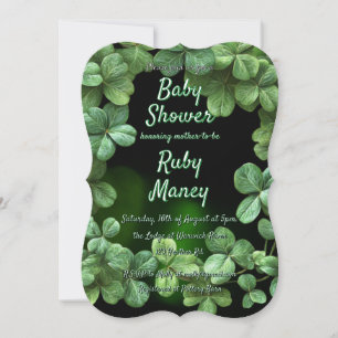 Invitation Baby Shower des Trèfles Verts