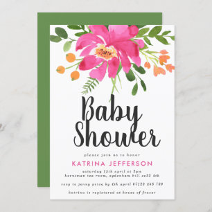Invitation Baby shower des Tropiques aquarelles