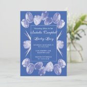 Invitation Baby shower des tulipes bleues (Debout devant)