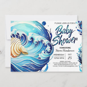 Invitation Baby shower des vagues côtières marécageuses