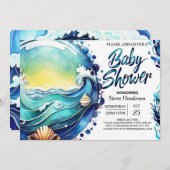 Invitation Baby shower des vagues de marée (Devant / Derrière)