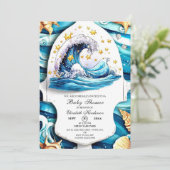 Invitation Baby shower des vagues marines (Debout devant)