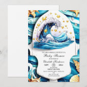 Invitation Baby shower des vagues marines (Devant / Derrière)