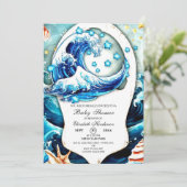 Invitation Baby shower des vagues océaniques enchantées (Debout devant)