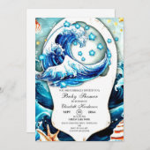 Invitation Baby shower des vagues océaniques enchantées (Devant / Derrière)