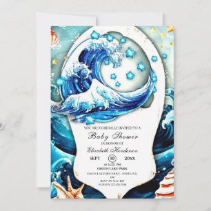 Invitation Baby shower des vagues océaniques enchantées