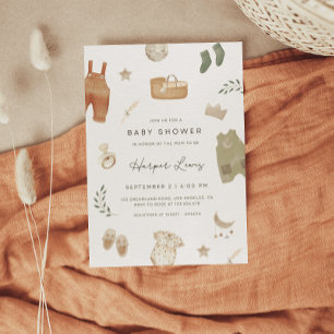 Invitation Baby shower des vêtements neutres selon le genre I
