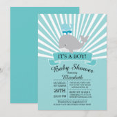 Invitation Baby shower des Whale Boys (Devant / Derrière)