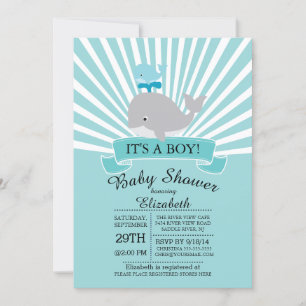 Invitation Baby shower des Whale Boys