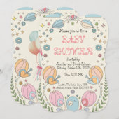 Invitation Baby shower d'escargots doux et délicats (Devant / Derrière)