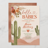 Invitation Baby shower désert Texas Twin du sud-ouest cactus (Devant / Derrière)